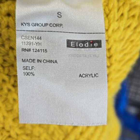 Elodie Yellow Knit Women's Sweater Cropped Scallop Hem Dolman Sleeve Size Small - Picture 9 of 9
